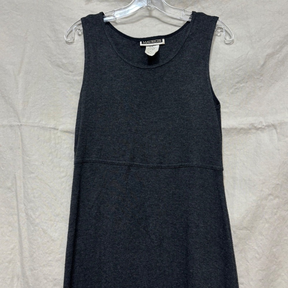 Vintage Maurices Gray Knit Sleeveless Maxi Dress 90s Made in USA Size 9/10 9838 - Picture 3 of 7